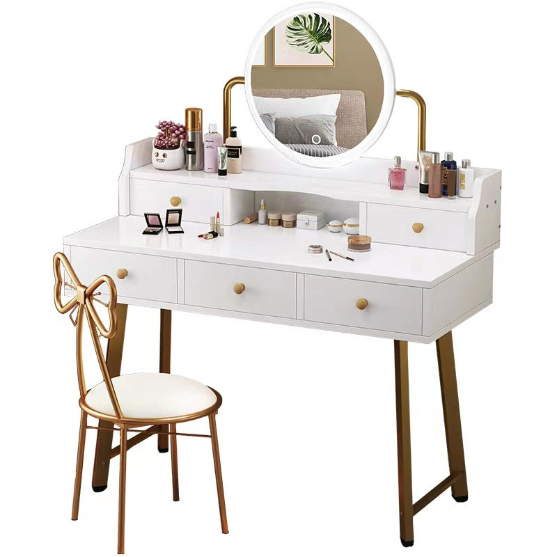 Scandinavian Wooden Dressing Table Mirror Make-up Vanity with Drawers