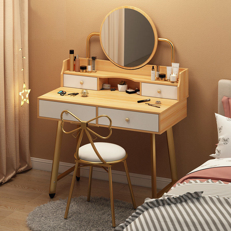 Scandinavian Wooden Dressing Table Mirror Make-up Vanity with Drawers
