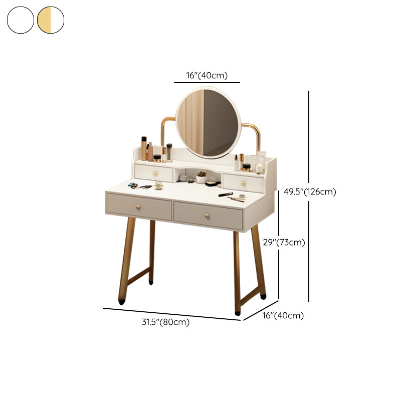 Scandinavian Wooden Dressing Table Mirror Make-up Vanity with Drawers