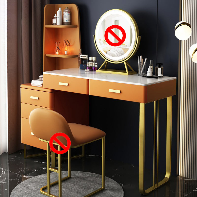 51.2" H Slate Vanity Makeup Desk with Storage Shelves and 5-Drawer