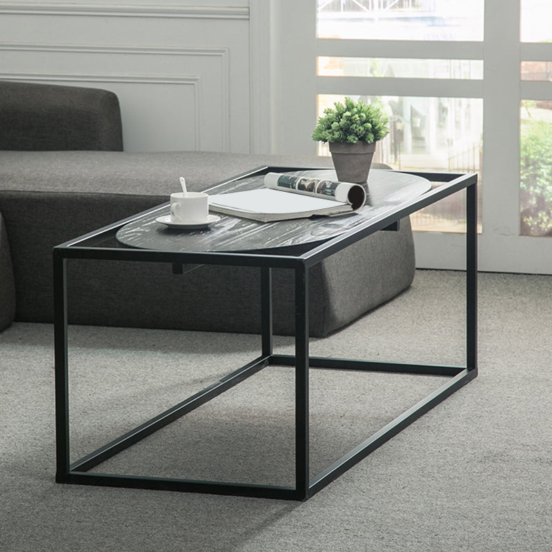 Solid Wood Rectangular Coffee Table Contemporary 1 Single Iron Frame Cocktail Table