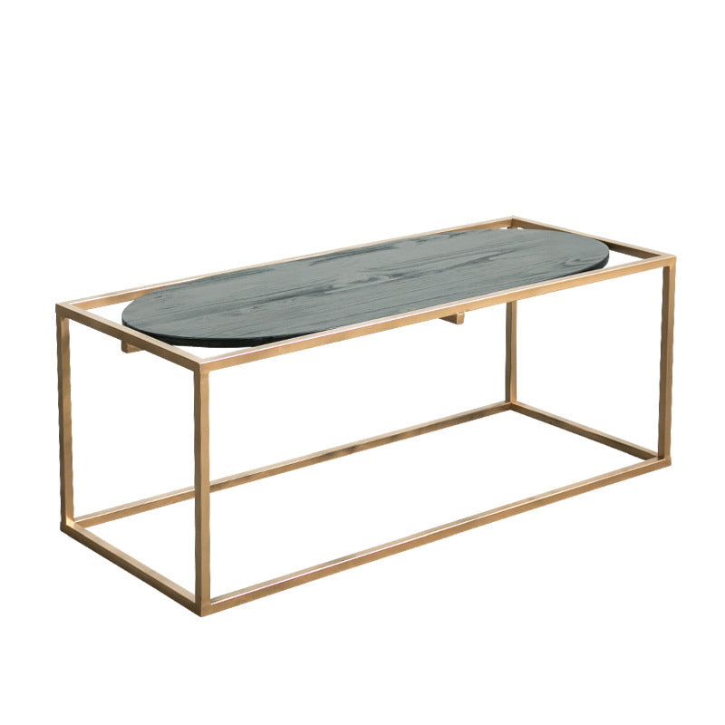 Solid Wood Rectangular Coffee Table Contemporary 1 Single Iron Frame Cocktail Table