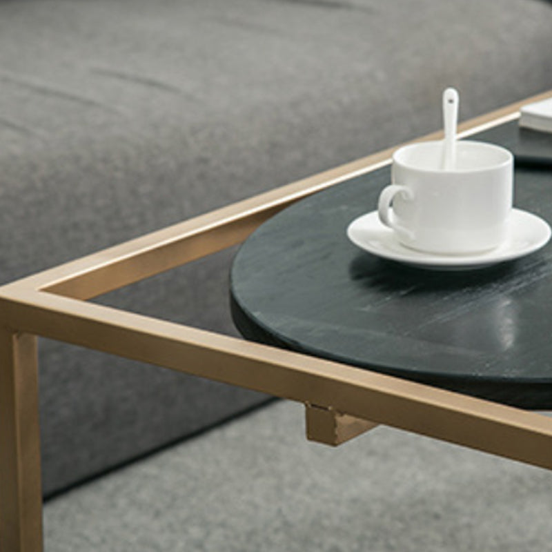 Solid Wood Rectangular Coffee Table Contemporary 1 Single Iron Frame Cocktail Table