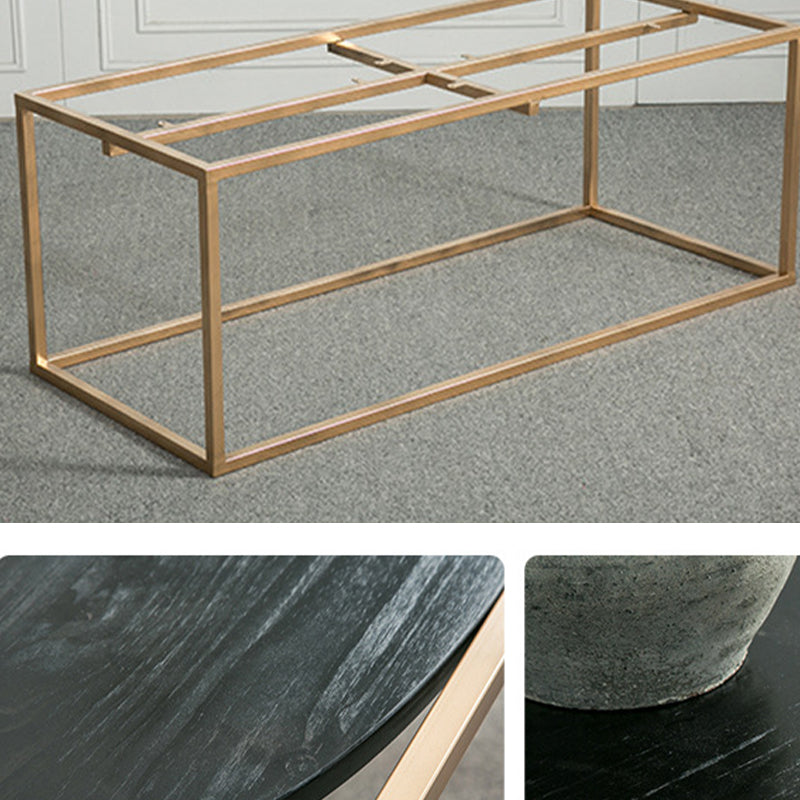 Solid Wood Rectangular Coffee Table Contemporary 1 Single Iron Frame Cocktail Table