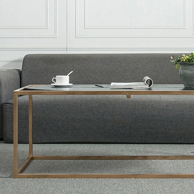 Solid Wood Rectangular Coffee Table Contemporary 1 Single Iron Frame Cocktail Table