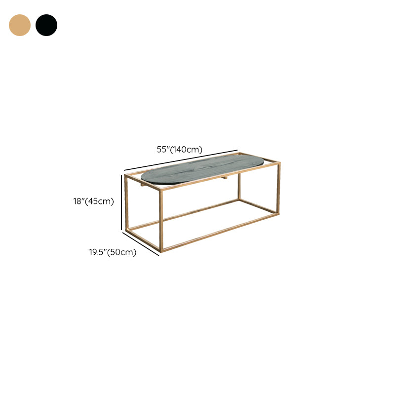 Solid Wood Rectangular Coffee Table Contemporary 1 Single Iron Frame Cocktail Table