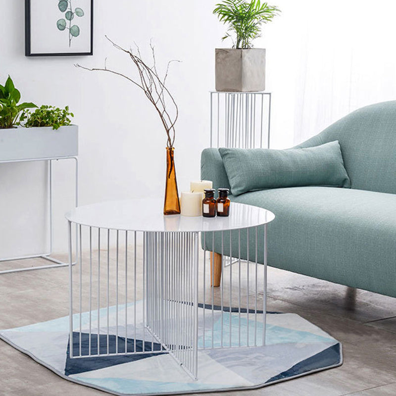 Mid Century Round Iron Coffee Cocktail Table Cross Legs Simple Coffee Table