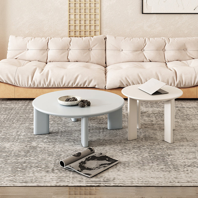 Scandinavian Solid Wood Cocktail Table Round 4 Legs Coffee Table Set