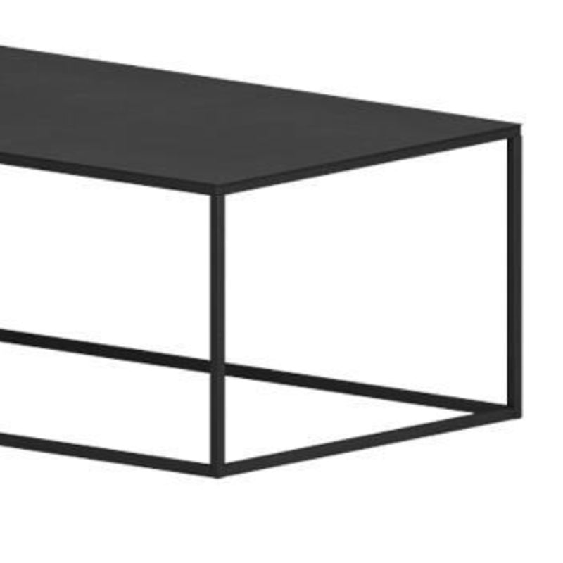 Iron Coffee Table with Frame Base Mid-Century Modern Black/White Coffee Table