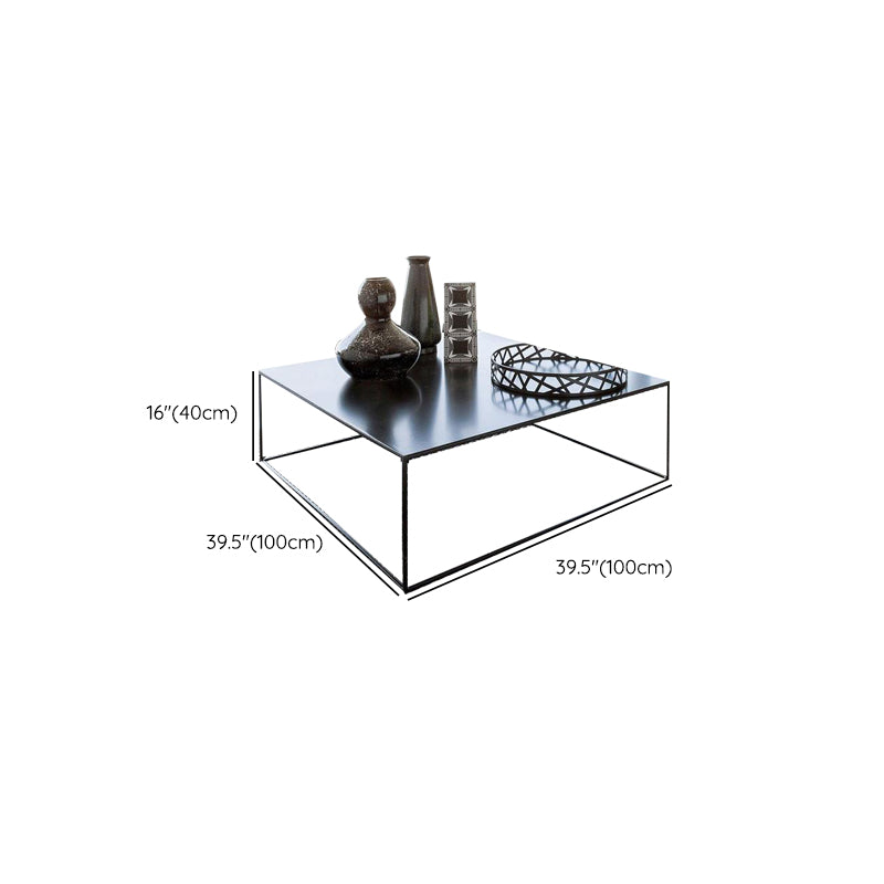 Iron Coffee Table with Frame Base Mid-Century Modern Black/White Coffee Table