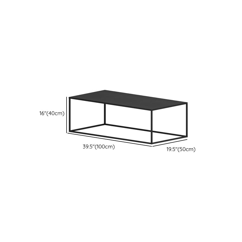Iron Coffee Table with Frame Base Mid-Century Modern Black/White Coffee Table