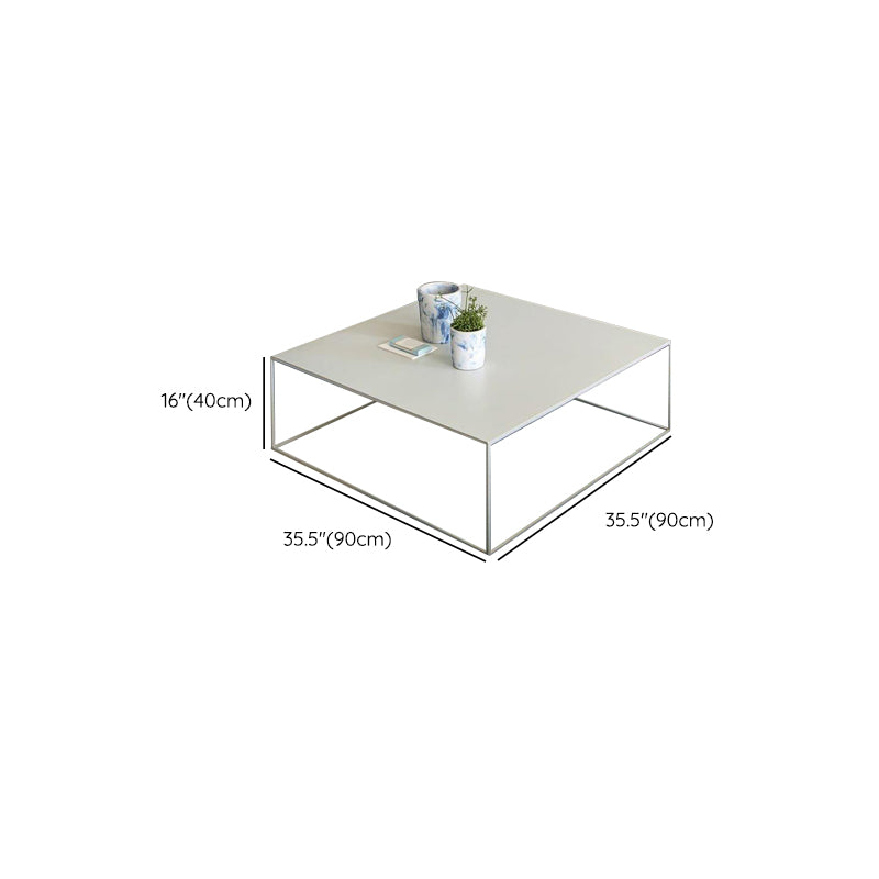 Iron Coffee Table with Frame Base Mid-Century Modern Black/White Coffee Table