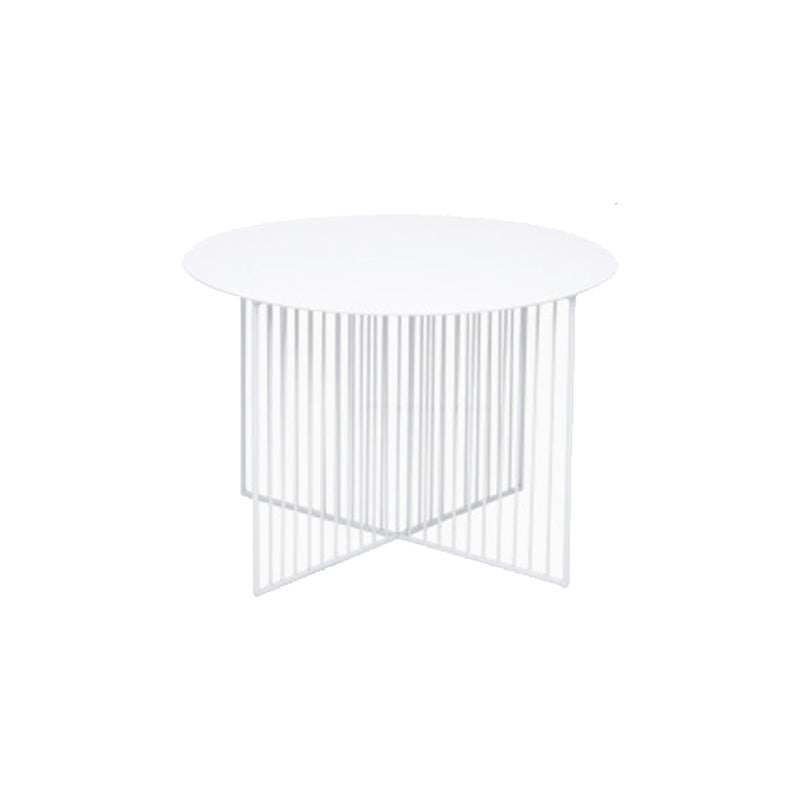 Mid-century Modern Iron Round Top Coffee Table Cross Legs Cocktail Table
