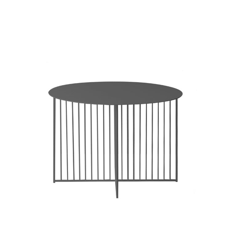Mid-century Modern Iron Round Top Coffee Table Cross Legs Cocktail Table