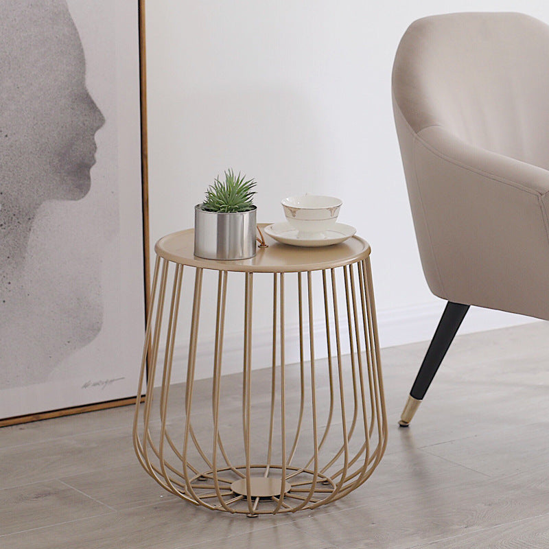 Iron Round Coffee Table Mid-Century Modern Frame Coffee Cocktail Table