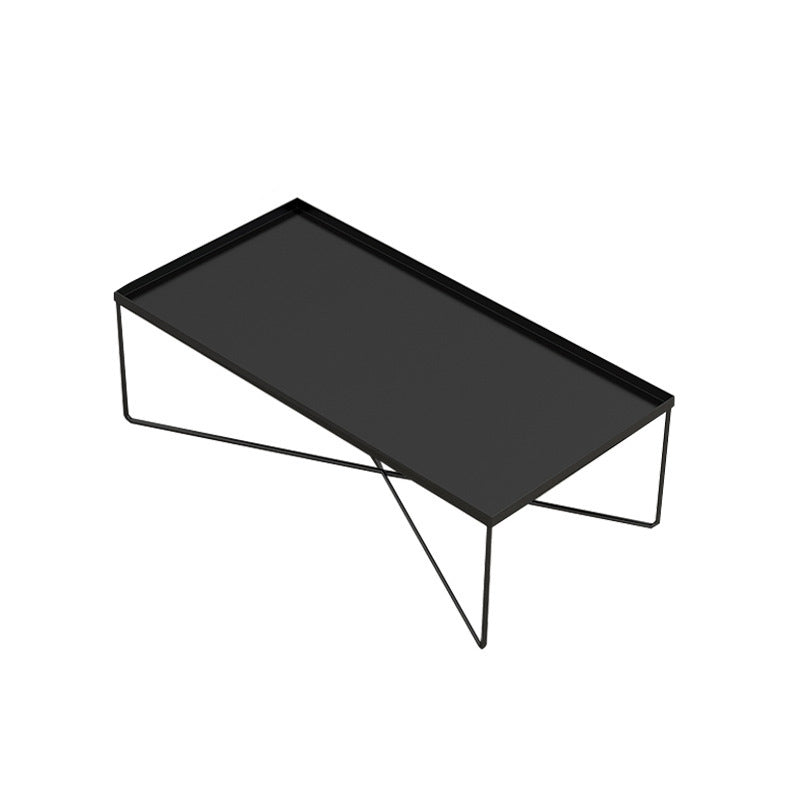 Mid-Century Modern Metal & Wood Coffee Table Cross Legs Cocktail Table Set