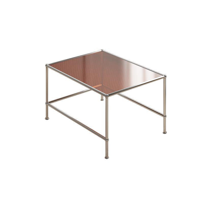 Modern 2 Nesting Glass Coffee Table Set Steel 4 Legs 1 - Drawer Cocktail Table