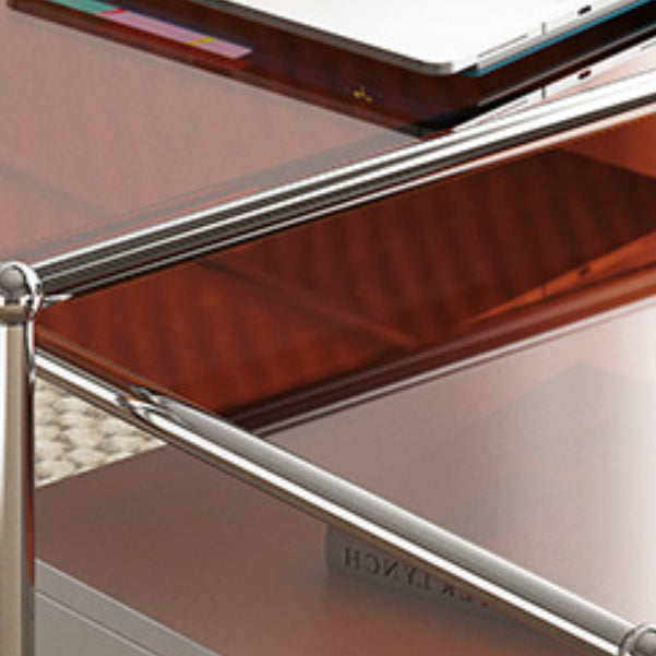 Modern 2 Nesting Glass Coffee Table Set Steel 4 Legs 1 - Drawer Cocktail Table
