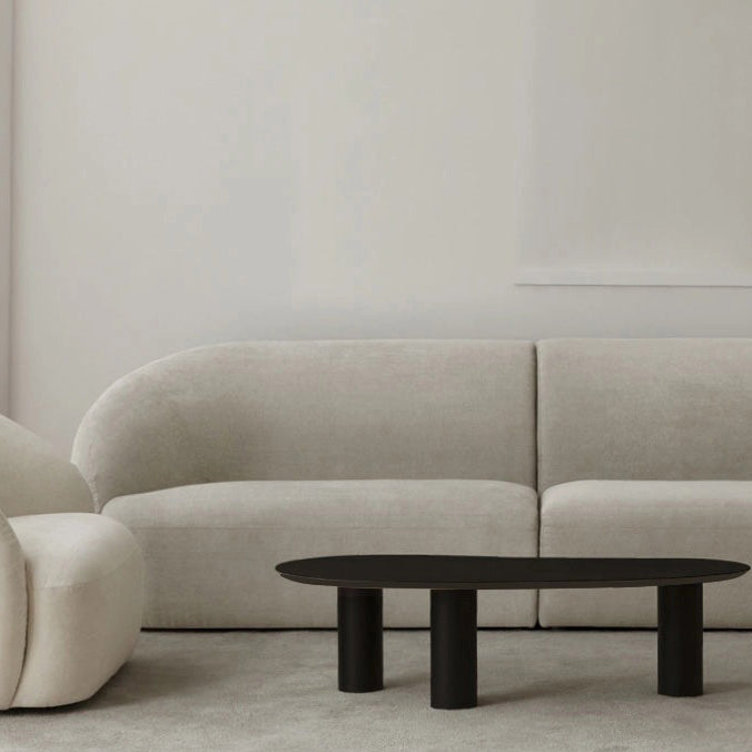Scandinavian Wood & Metal Coffee Table Irregular Top 3 Legs Cocktail Table