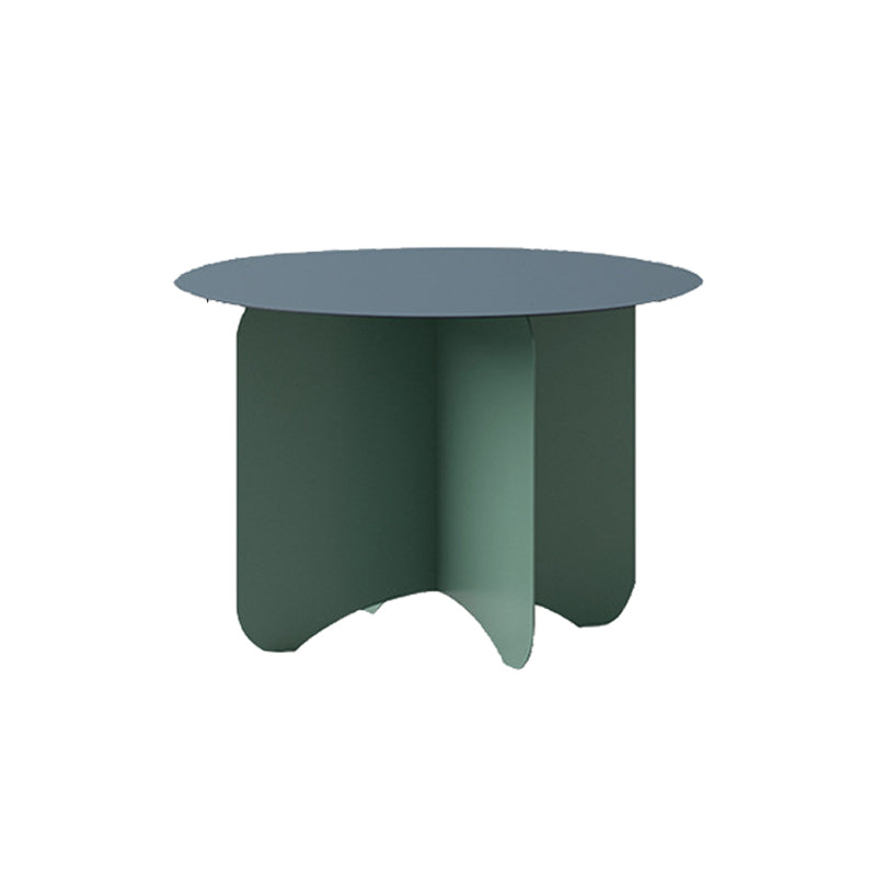 Mid-Century Modern Round Coffee Table with Iron Top and 4 Legs