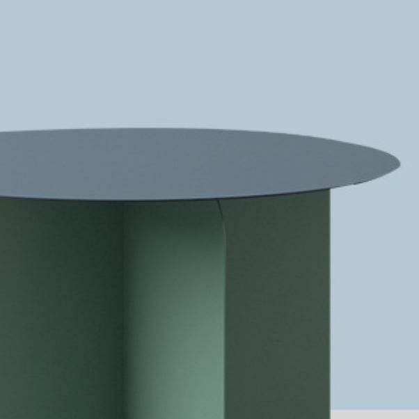 Mid-Century Modern Round Coffee Table with Iron Top and 4 Legs