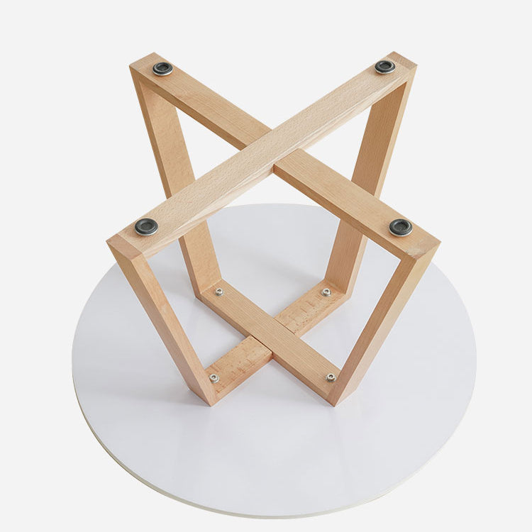Modern Style Round Wood Coffee Table Cross Legs Cocktail Table