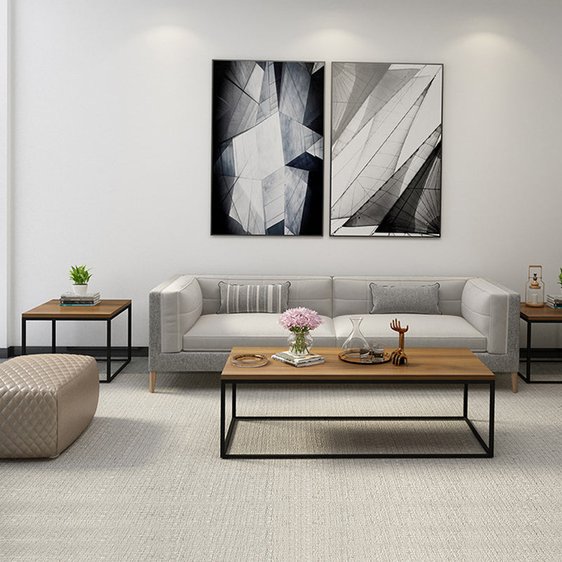 17.7" Tall Wooden Rectangle Top Coffee Table Iron Frame Base Cocktail Table