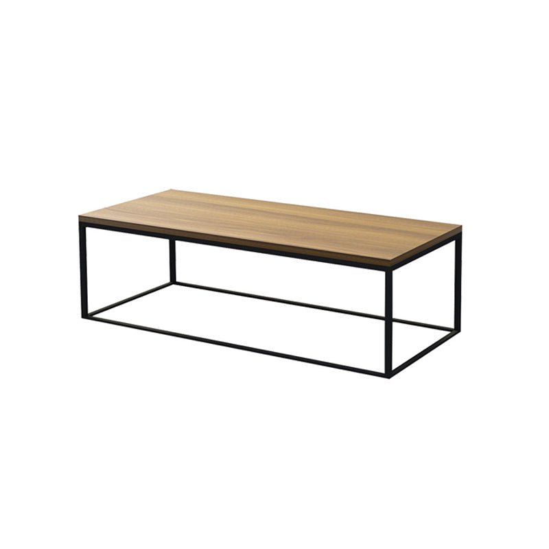 17.7" Tall Wooden Rectangle Top Coffee Table Iron Frame Base Cocktail Table