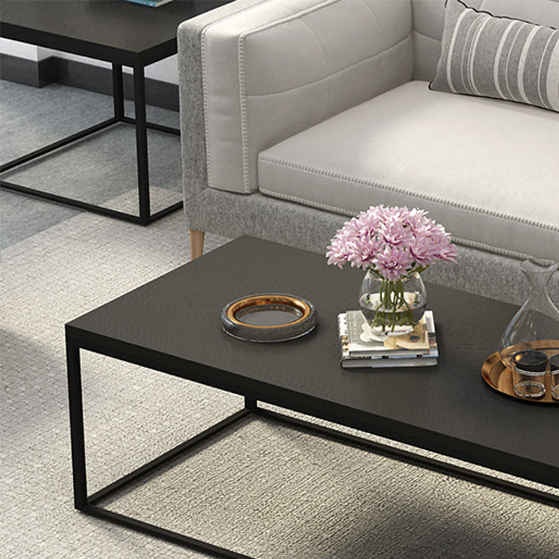 17.7" Tall Wooden Rectangle Top Coffee Table Iron Frame Base Cocktail Table