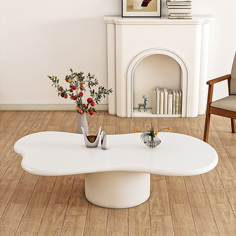 Scandinavian Free Form Coffee Table with Pedestal Base in Solid Wood