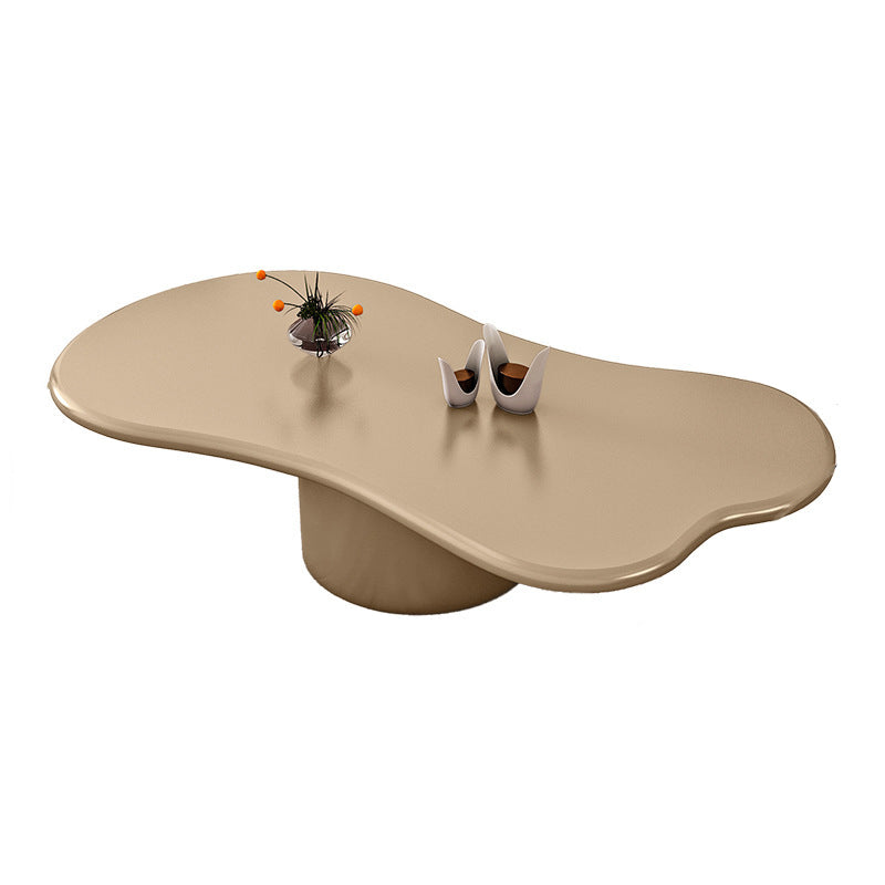 Scandinavian Free Form Coffee Table with Pedestal Base in Solid Wood