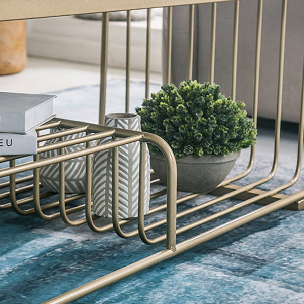 Frame Coffee Table Glam Marble Coffee Cocktail Table with Shelf