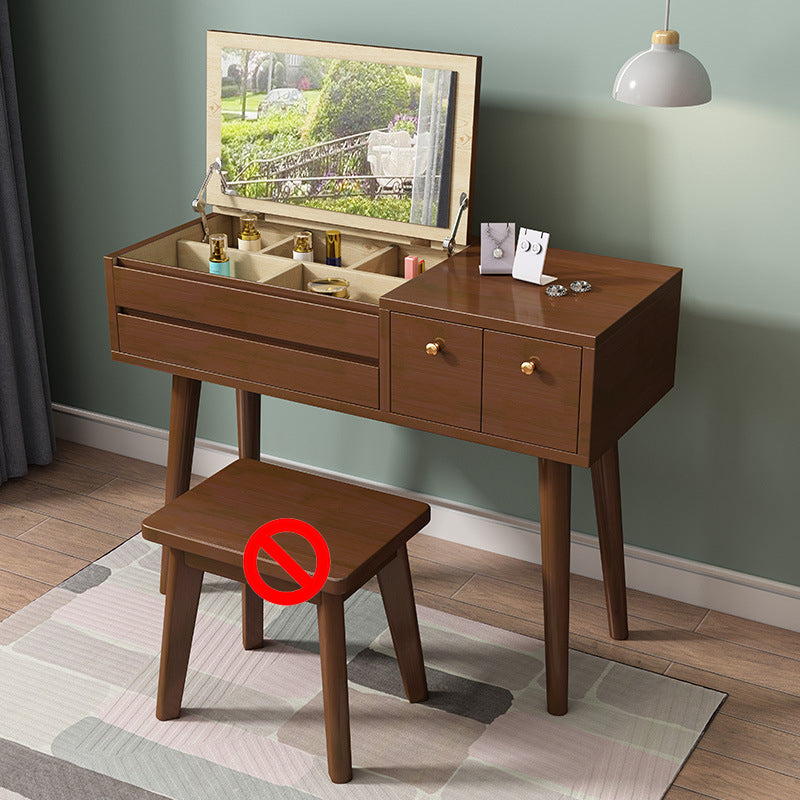 Modern Bedroom Dressing Table Solid Wood Flip-Top Make-up Vanity
