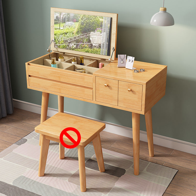Modern Bedroom Dressing Table Solid Wood Flip-Top Make-up Vanity