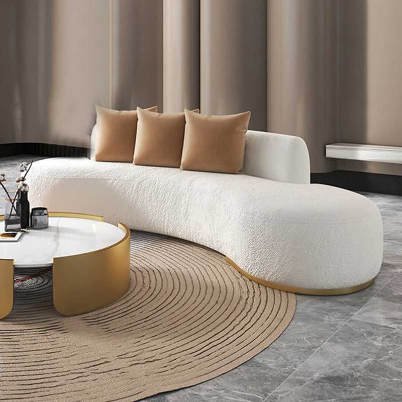 Curved 1/2/3/4-seater Sofa Modern Fabric Armless Sofa in White