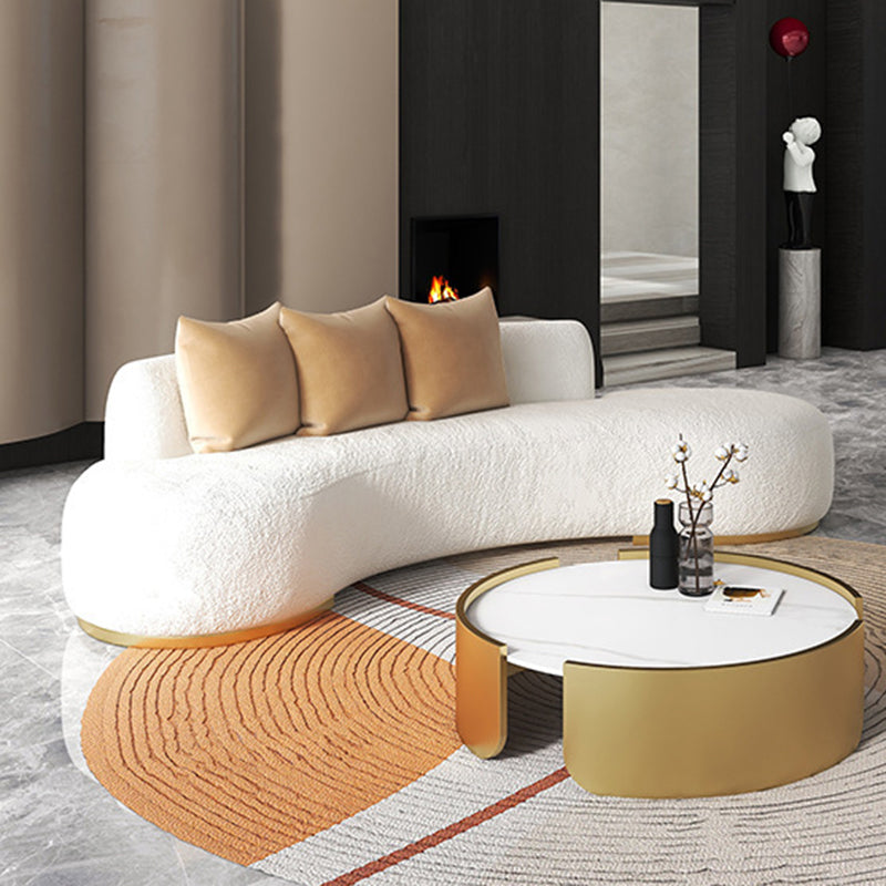 Curved 1/2/3/4-seater Sofa Modern Fabric Armless Sofa in White