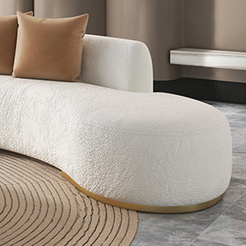 Curved 1/2/3/4-seater Sofa Modern Fabric Armless Sofa in White