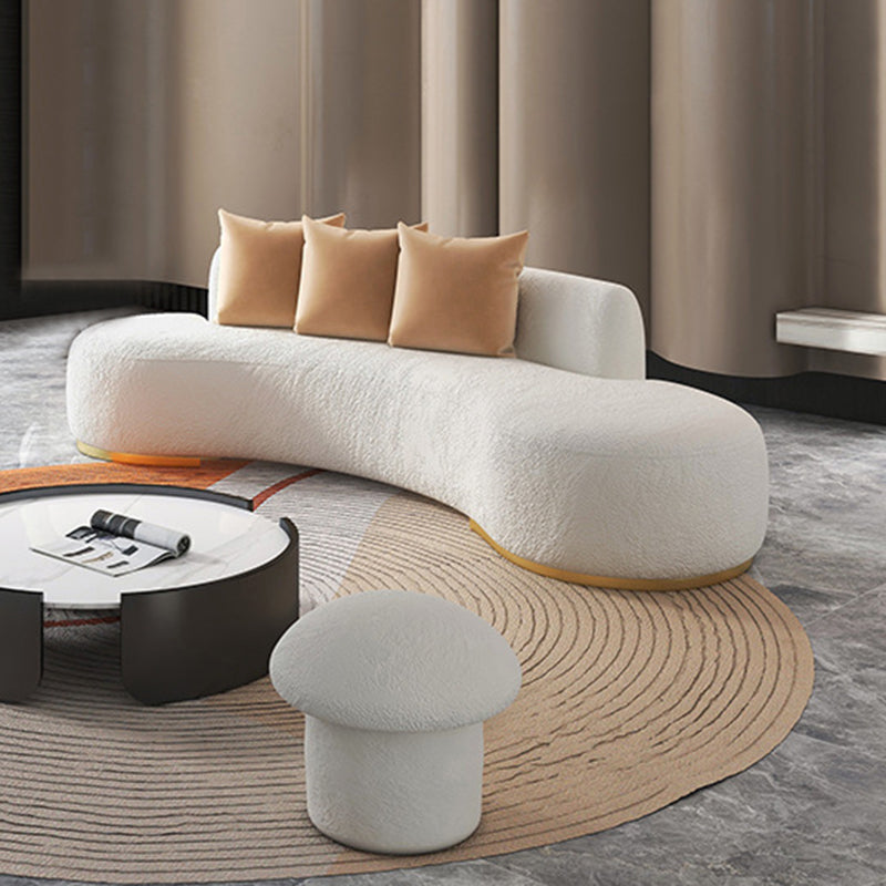 Curved 1/2/3/4-seater Sofa Modern Fabric Armless Sofa in White