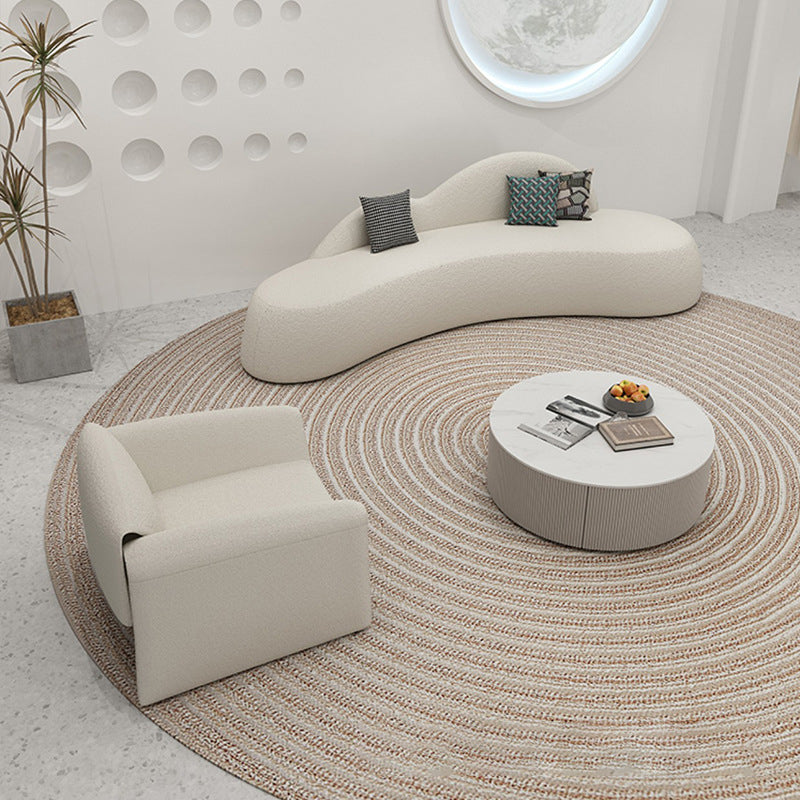 Modern fabric Curved Sofa Armless Sofa with 2 Pillows for Living Room