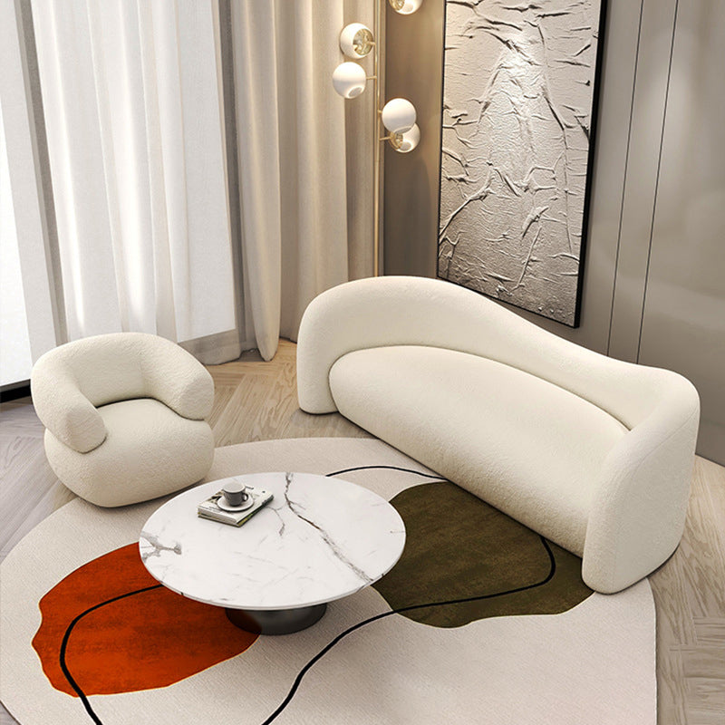 Wool Contemporary Curved Sofa Sloped Arm Sofa for Living Room