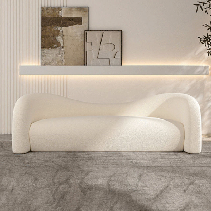 Wool Contemporary Curved Sofa Sloped Arm Sofa for Living Room
