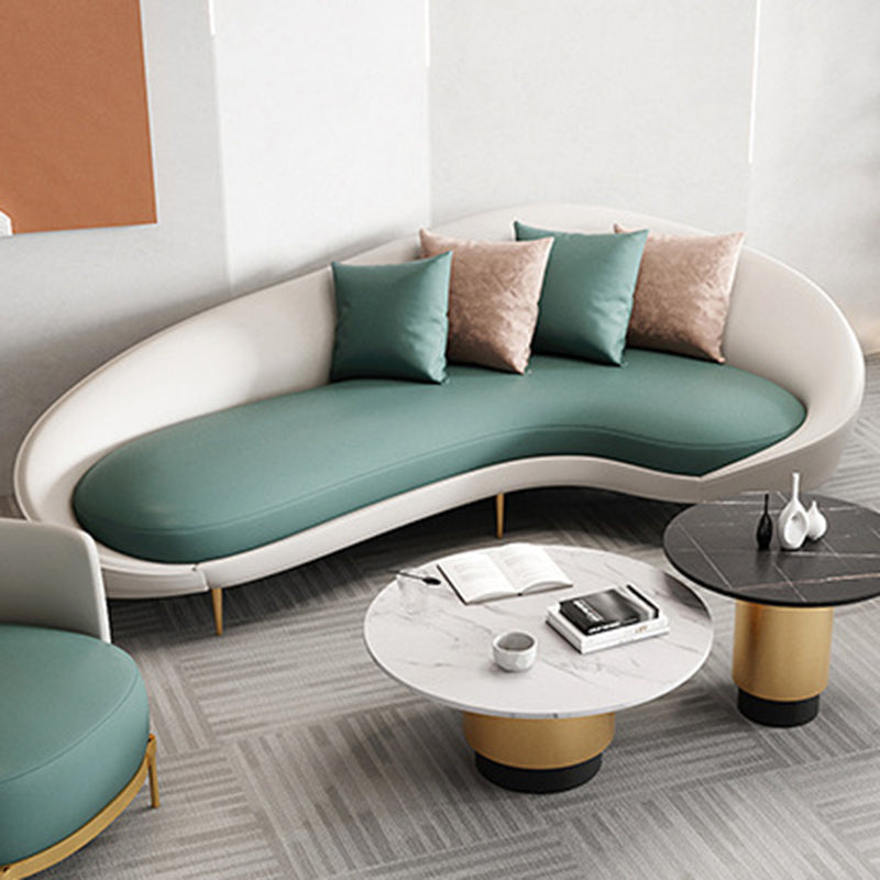 Contemporary Seating Faux Leather Living Room Tuxedo Arm Curved