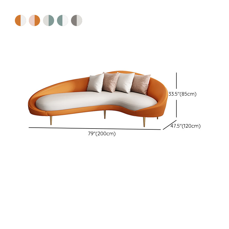 Contemporary Seating Faux Leather Living Room Tuxedo Arm Curved