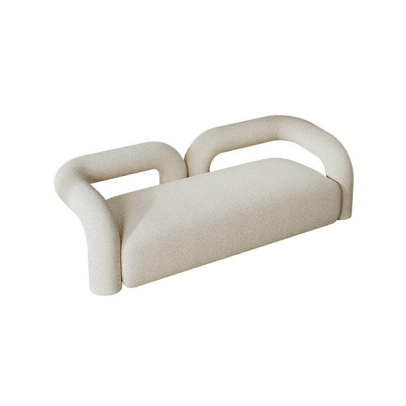 Modern White Tuxedo Arm Sofa Wool Statement Sofa for Living Room