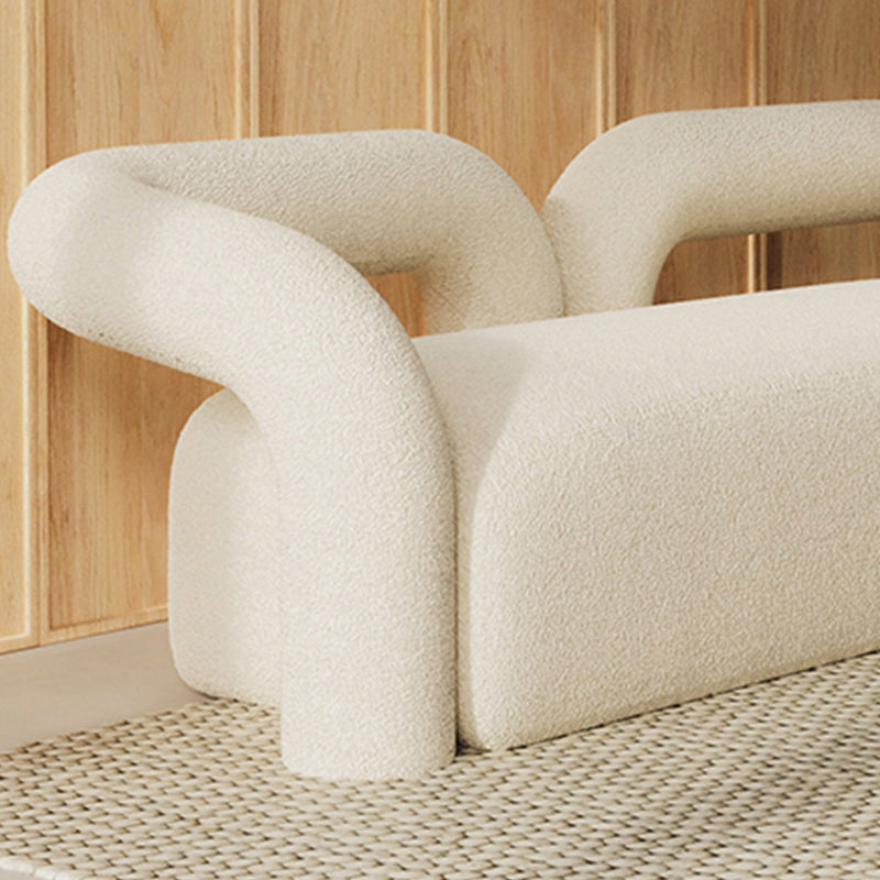 Modern White Tuxedo Arm Sofa Wool Statement Sofa for Living Room