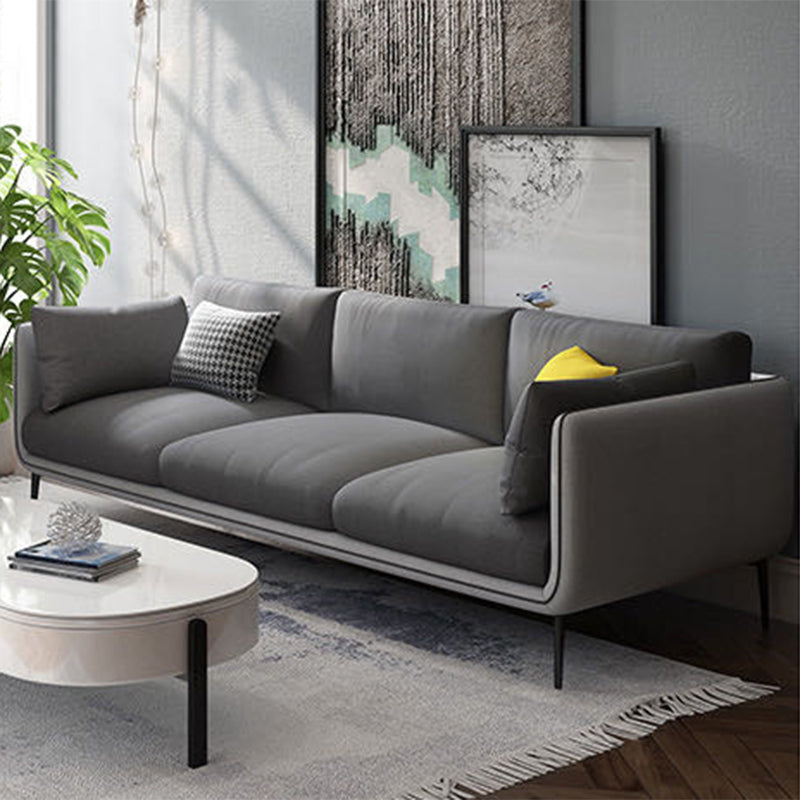 Modern Slipcovered Fabric Living Room Square Arm Pillows Seating