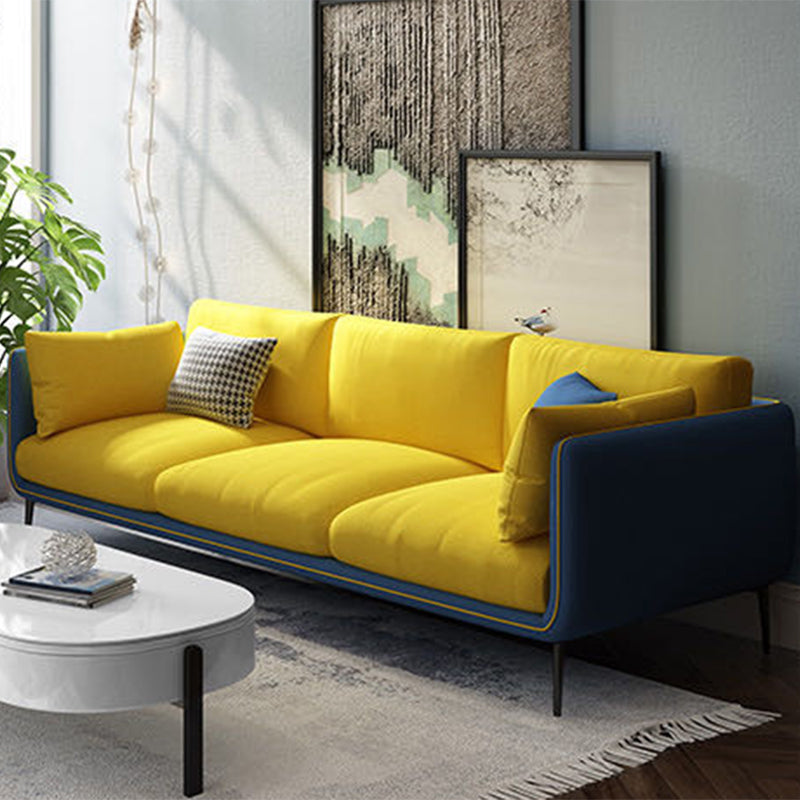 Modern Slipcovered Fabric Living Room Square Arm Pillows Seating
