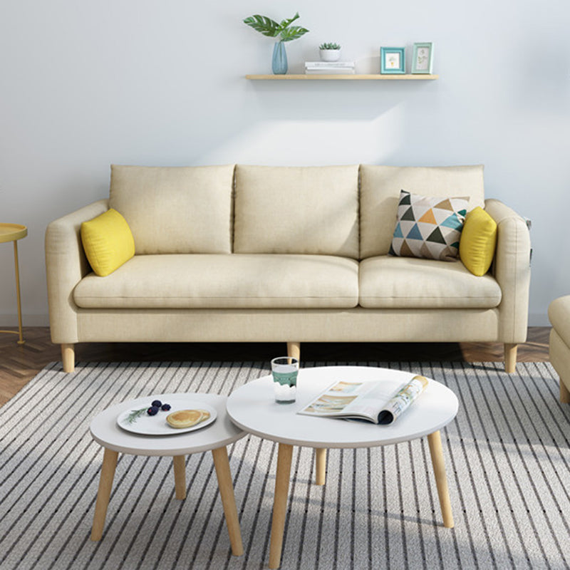 Contemporary Fabric Slipcovered Square Arm Pillows Standard Seating