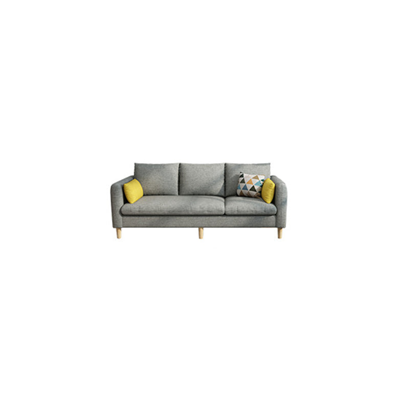Contemporary Fabric Slipcovered Square Arm Pillows Standard Seating