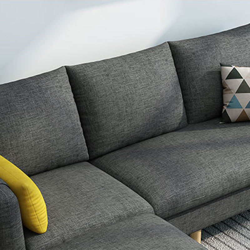 Contemporary Fabric Slipcovered Square Arm Pillows Standard Seating